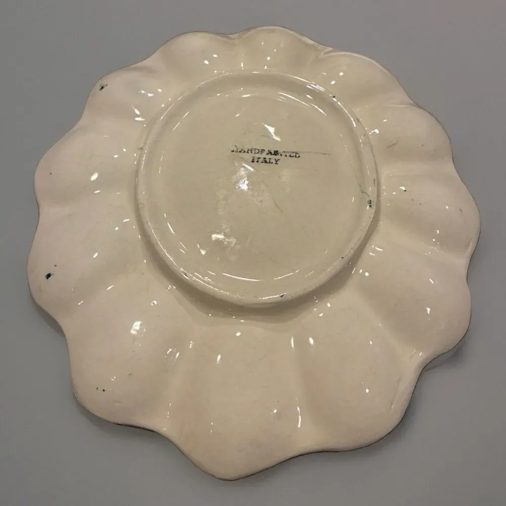 Hand Painted Italian Ceramic Egg Plate (some minor chips)